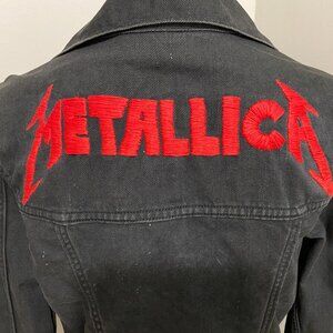 Vintage 80s Levi’s Black Denim Jacket | Metallica Embroidery | S/M